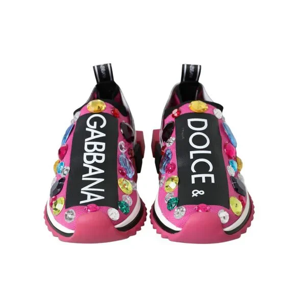 Dolce & Gabbana Pink Sorrento Crystals Sneakers Shoes - Picture 2 of 9